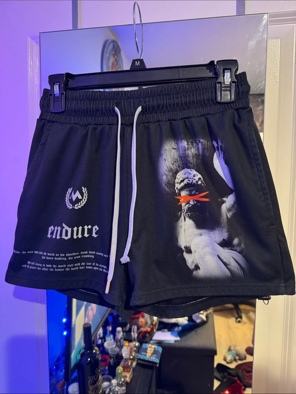 Endure Black Men's Athletic Shorts with Graphic Print